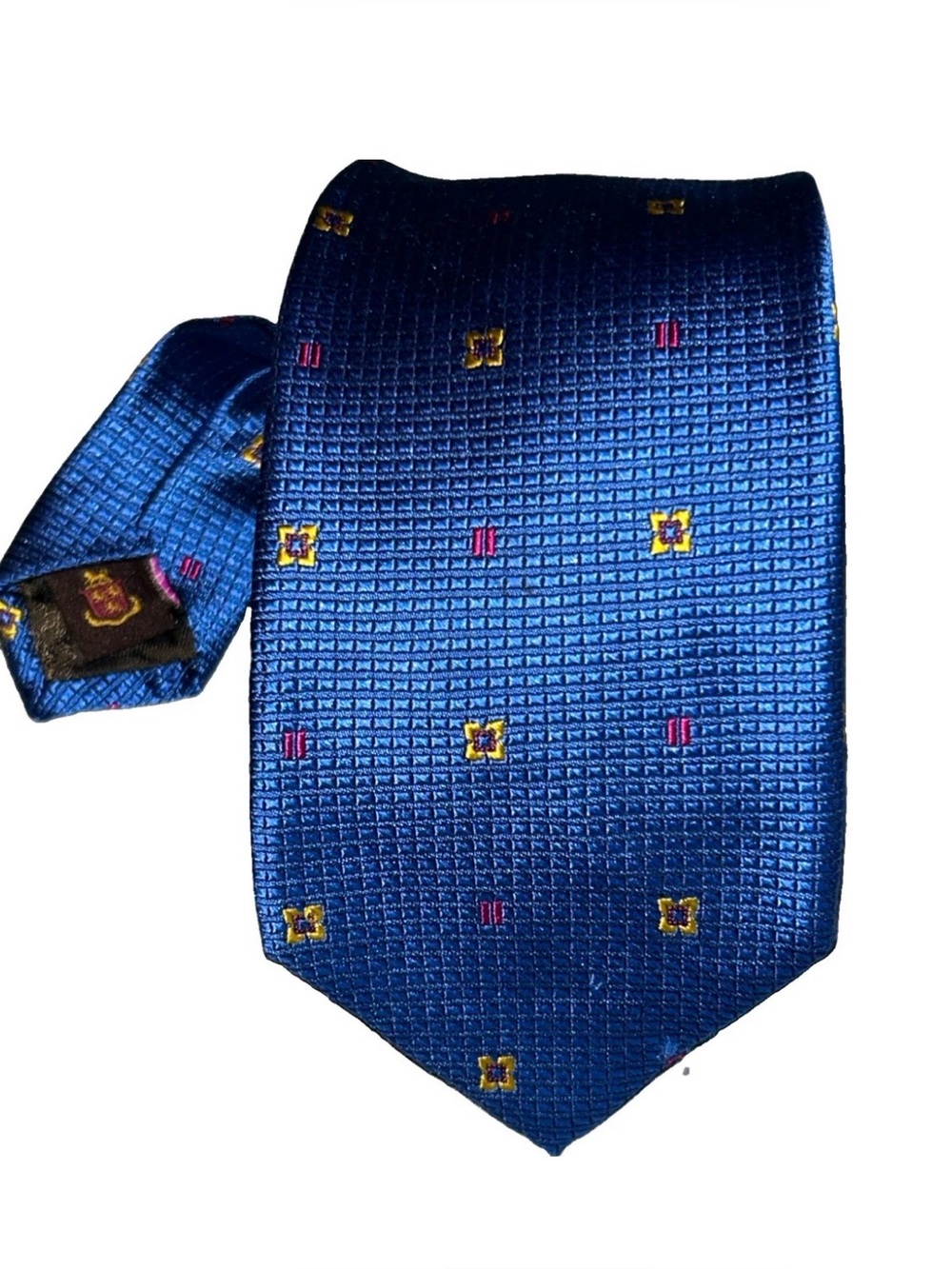 Robert Talbott Jacquard Tie Men's Blue Woven Silk Tie with Micro Medallion